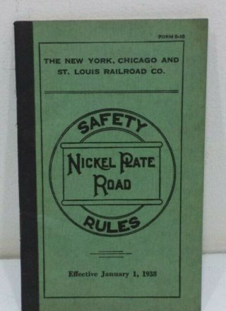 Vintage " Nickel Plate Road " Railroad Memorabilia Train Safety & Rules Book 1938