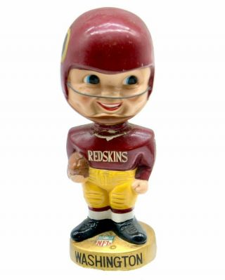 1968 - 70 Nfl Round Gold Base Washington Redskins Bobble Head Nodder Doll