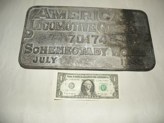 American Locomotive Company Builders Plate Plaque 70174 Schenectady 7 - 1943