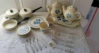 Vintage Chilton Pfaltzgraff Yorktown Tea Set Dishes Pans Pots Utensils Childs
