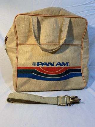 Vintage Pan Am Airlines Flight Attendant Pilot Tan Canvas Vertical Shoulder Bag