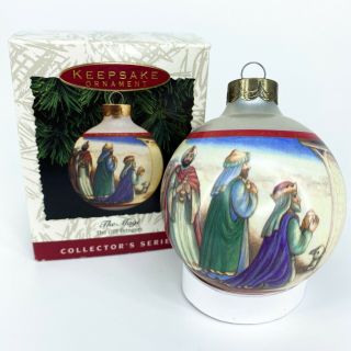 Vintage 1993 Hallmark " Gift Bringers The Magi " Glass Ornament With 3 Wise Men