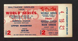 1969 World Series Game 2 Ticket Stub York Mets Balitmore Orioles