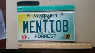 License Plate,  Mississippi,  2002,  Vanity: Ment To B,  (it Was Meant To Be)