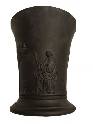 Rare Antique 1800’s Wedgwood Black Basalt Cabinet Vase Made In England 4”