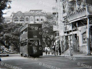 1950s Hong Kong - a Tram on a quiet Street - photo 8.  5 by 6cm 2