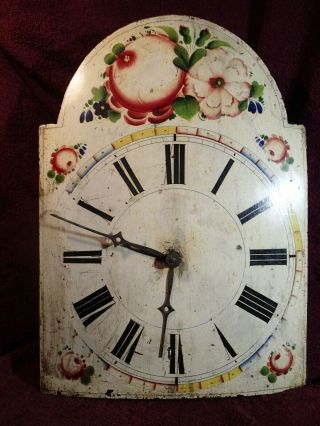 Large 1800 - S Antique Wall Clock With Primitive Painted Dial Face Germany German