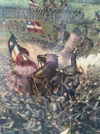 , Antique Kurz And Allison " Battle Of Gettysburg " Antique Print,  1884
