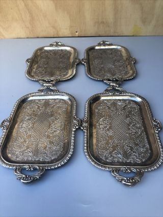 Silver Plated Old Sheffield Tray Engraved Cast Border 1840,  English Antique