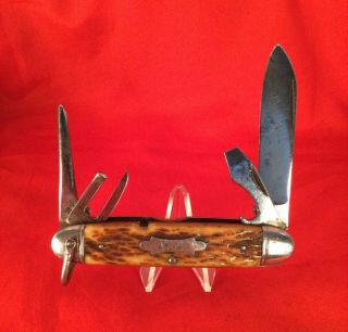 Vintage Camillus Bone Scout Pocket Knife 1930s - Mid 40s Old Antique Ww2 Era.
