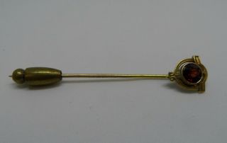 Antique Signed Sansbury & Nellis 14k Gold & Garnet Art Deco Nouveau Stick Pin 3g