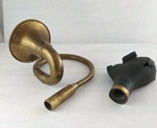 Vintage Brass Car Automobile Horn Has Broken Squeeze Bulb