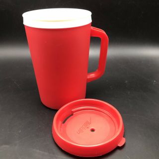 Vtg Aladdin Insulated Travel Mug Cup W Lid 32 Oz Red W White Interior Usa