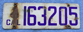 1916 California Porcelain License Plate (base) 163205