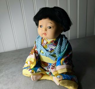 Vintage Japanese Ichimatsu Gofun Baby Girl Doll,