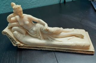 Exquisite A.  Santini Marble Alabaster Seated Nude Woman Sculpture 13.  5 "