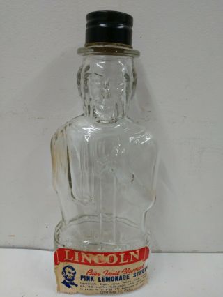 Vintage Lincoln Syrup Coin Bank Bottle Pink Lemonade Syrup Shakes Lawrence Mass