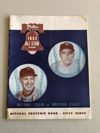 1952 Mlb All Star Game Baseball Program Philadelphia Phillies Scorecard