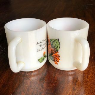 Set Of 2 Vintage Glasbake Language Of Flowers Orange Zinnia Coffee Mug 3