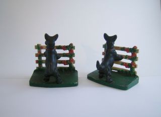 Antique Hubley Scotty Scottie Dogs On Fence Cast Iron Bookends 430