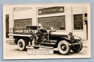 Stutz Fire Engine Co Truck Indianapolis In Antique Real Photo Postcard Rppc