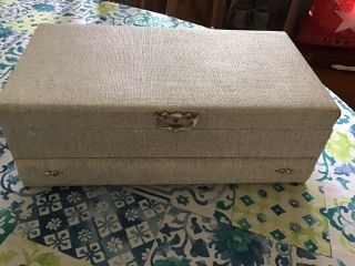 Vintage - Buxton Jewelry Box W/ Tray,  Pocket And Drawer - 1950s - 1960s Linen Look