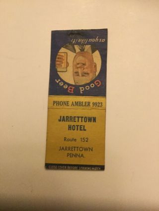 Vintage Matchbook Cover Jarrettown Hotel Jerrettown Pennsylvania Phone 9923