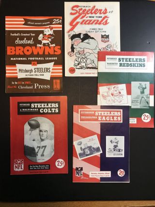 1950 Pittsburgh Steelers Vs Browns,  Giants,  Redskins,  Eagles & Colts Programs