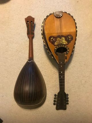 2 Antique Bowl Back Rosewood Mandolins Galiano Venetian Butterfly Mop Inlay