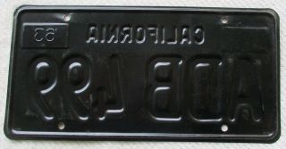 1963 California Passenger License Plate ADB 499 2