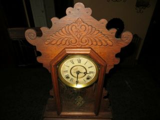 Antique (early 19th Century) Waterbury Hand Carved Mantle Clock Repairs/parts