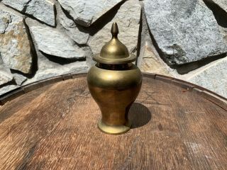 Vintage Solid Brass Urn Container Vase Ginger Jar Bowl With Lid Enesco India