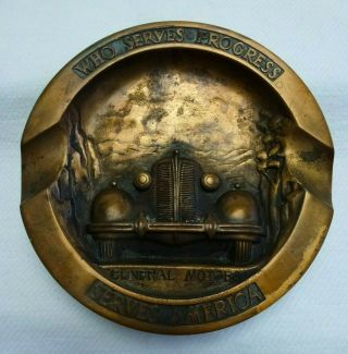 Vintage Antique General Motors Car Ashtray Bronze Finish 1930 