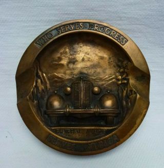 Vintage Antique General Motors Car Ashtray Bronze Finish 1930 ' s 2