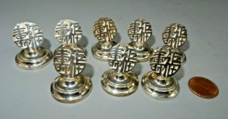 8 Sterling Silver Place Card Holders By Wai Kee,  Hong Kong