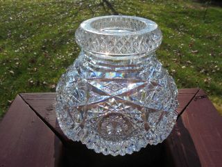 Antique American Brilliant Abp Cut Glass Punch Bowl Pedestal Stand 12 Pounds