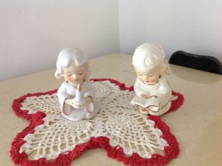 Vintage Christmas Angels White With Gold Plated Trim L&m Japan