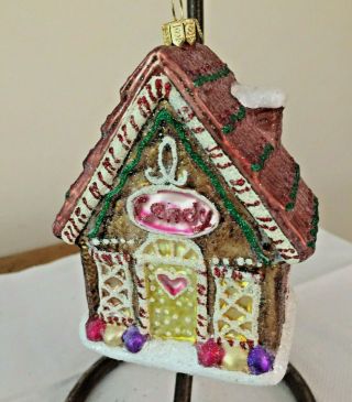 Vintage Summit Large Mercury Glass Candy House Christmas Ornament W/ Candy Trim