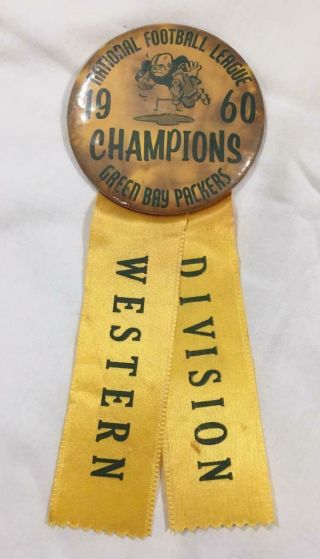 1960 Green Bay Packers Western Division Champions Button / Pinback - 3.  5 Inches