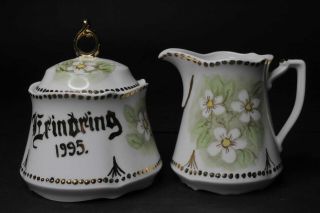 Vintage Porcelain Winterling Bavaria Germany Creamer Sugar Bowl Hand Painted