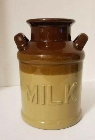 Brown Tone Stoneware Milk Jug - Kitchen Vintage Decor Pottery Crock