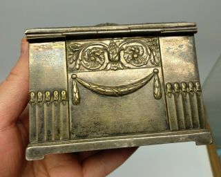 Antique Little Art Nouveau Jugendstil Metal Wmf Ox I/o Jewlery Box Case German