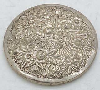 Vintage Kirk Stieff Sterling Silver Repousse 3” Hand Pocket Mirror 58g