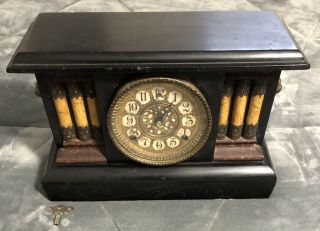 Antique William Gilbert Mantle Clock 6 Pillar & Lions Heads Early 1900 