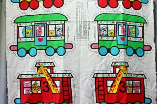 Vintage Trains Fabric Panel Cut N Sew Pillows Plush Quiet Toy Soft Sculpture