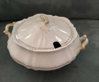 Vintage Syracuse China Op Co Covered Soup Tureen Gold Gilding Pink Flowers