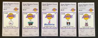 1996 - 97 Los Angeles Lakers Ticket Stubs Kobe Bryant Rookie Season / Shaq