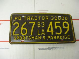 1963 63 Louisiana La License Plate Po Tractor 32000 267459 Sportsmans Paradise