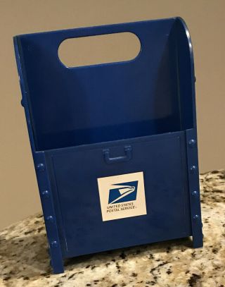 Vintage Blue Plastic Letter Or Information Holder For Us Post Office 8” X 5 1/2”