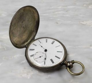 Antique Key Wind Pocket Watch With Sterling Silver Pocket Watch 4 - H1182